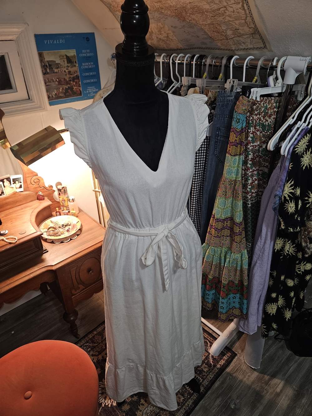 White Cotton Midi Dress